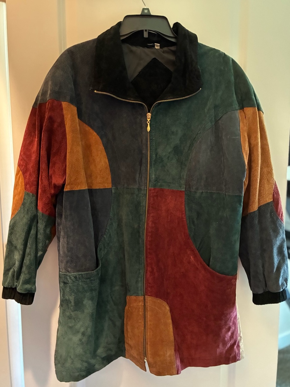 Vintage Multicolor leather suede Patchwork Jacket - Women's